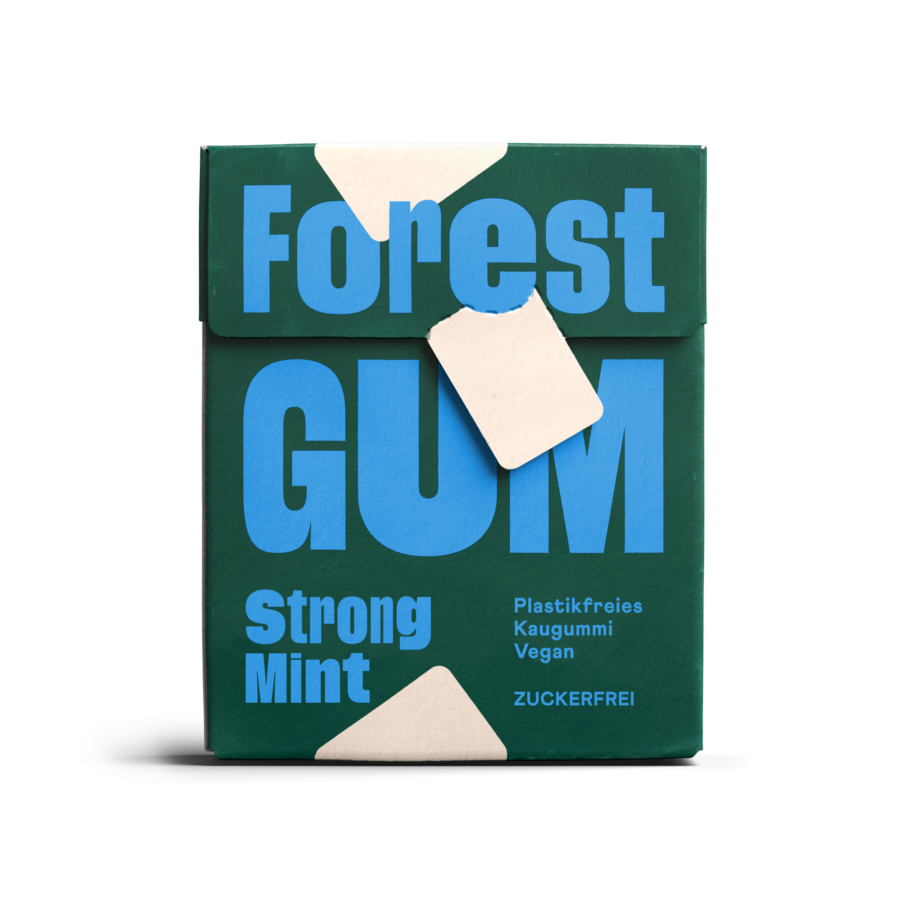 Forest Gum Strong Mint nachhaltiger Kaugummi in FSC Papier Flipbox, zuckerfrei & plastikfrei.